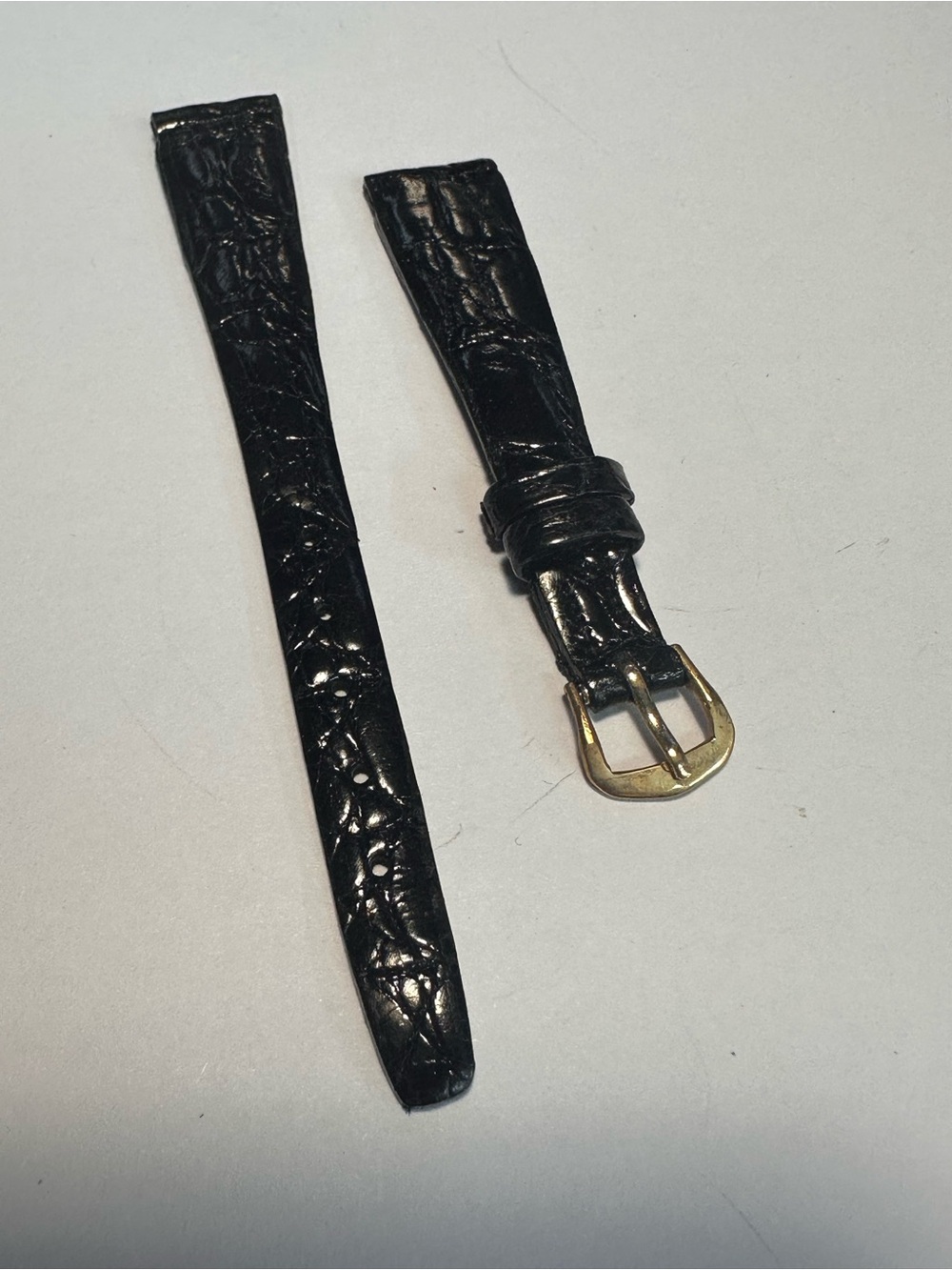 Classic Alligator Lizard Leather Watch Strap with Gold-Tone Buckle